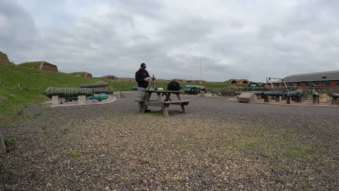 Setting up a vlog at a gun . Fort museum. 18th Oct 2022