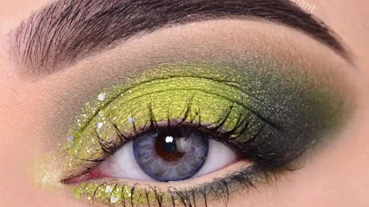 Lime green Smokey eye makeup tutorial