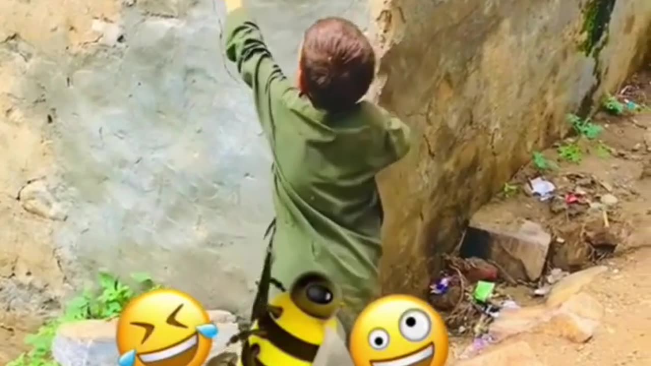 Kids fight with Bee amazing video