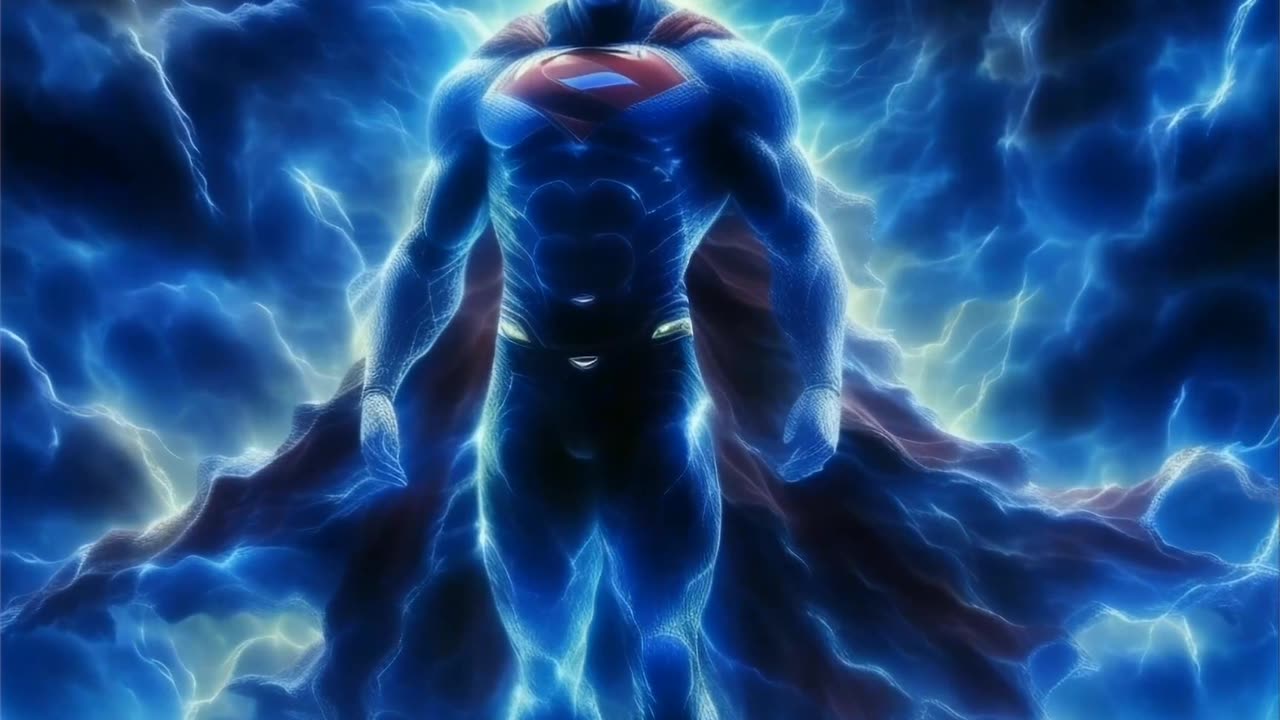 AI Generated Video of SuperMan emitting electric powers and standing on the Rock || follow