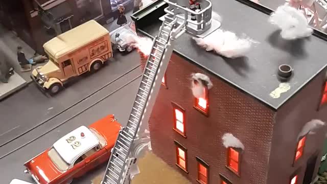 Building on Fire at Red Lion Station Model Railroaders