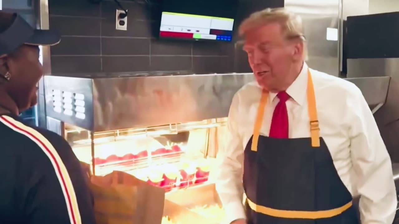 Donald Trump surprises McDonald's customers at a drive-through