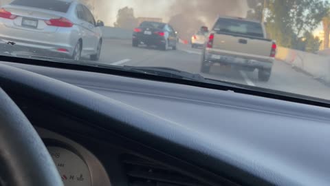 Car Blazes on California Freeway