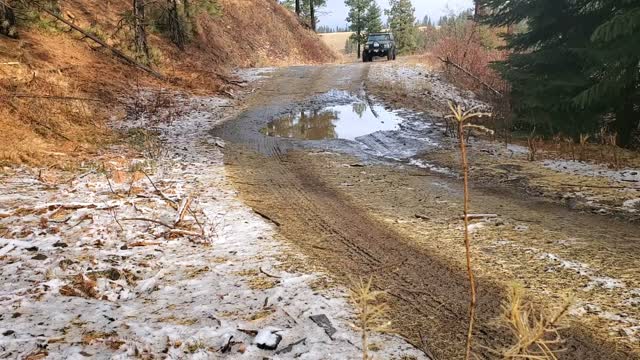 XJ Cherokee playing in puddles