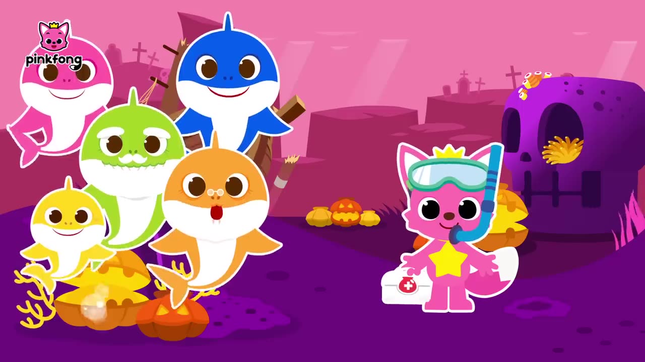 Zombie Shark Family Hide and Seek | Halloween Cartoon & Song | Pinkfong Official