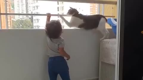 Cat knows it’s dangerous how cat save baby