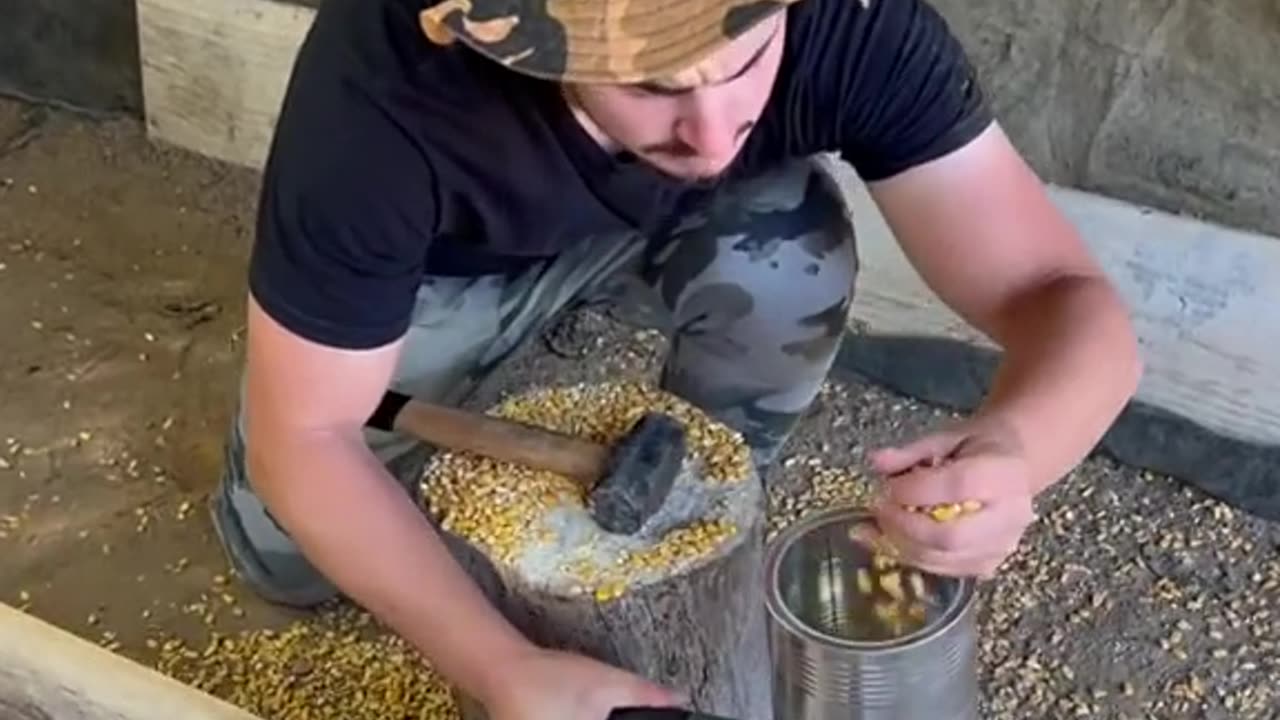 Man man man man man food making for hen chikks