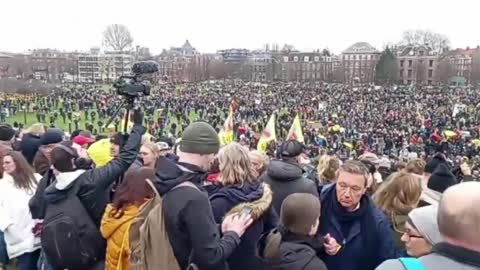Massive crowd gathers for medical freedom in Amsterdam, Netherlands.