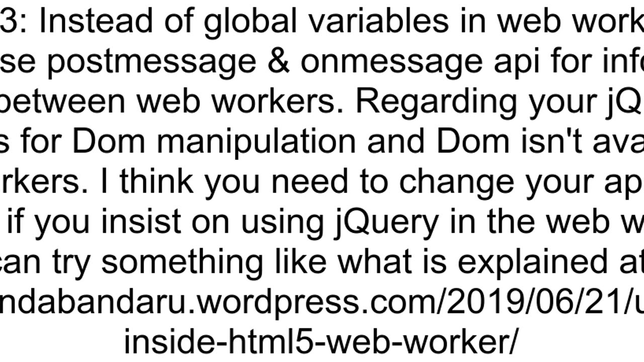 Global variable in Web worker