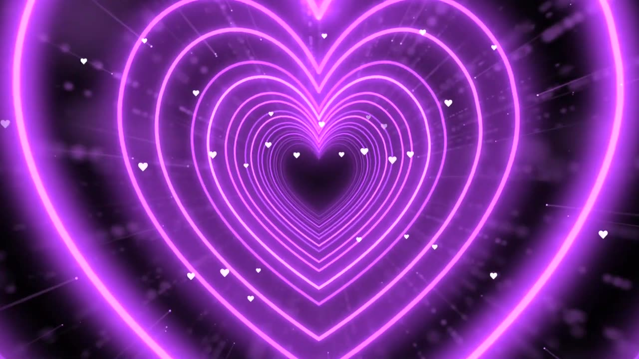 634. Neon Heart Tunnel💜Purple Heart Background Heart Wallpaper Video