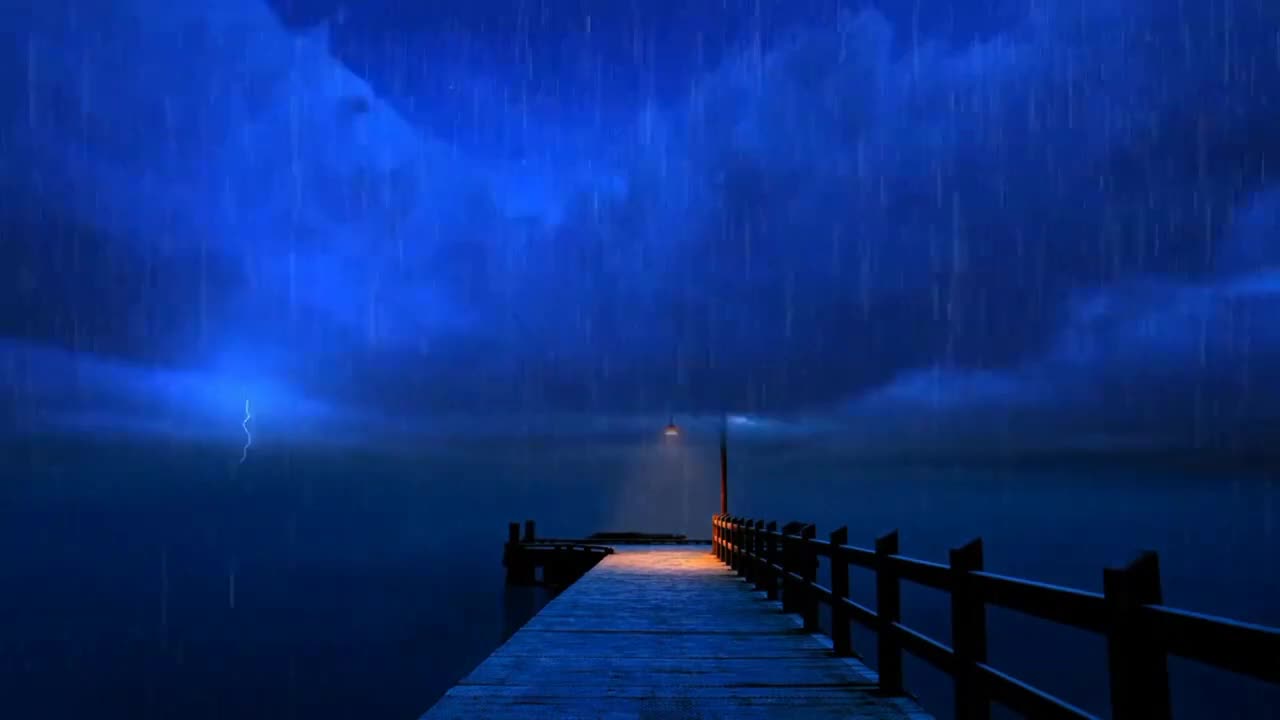 Thunder and Rain Sounds Dark Screen for Sleeping or Studying