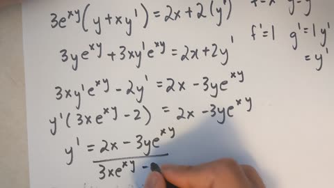 Implicit differentiation with product rule