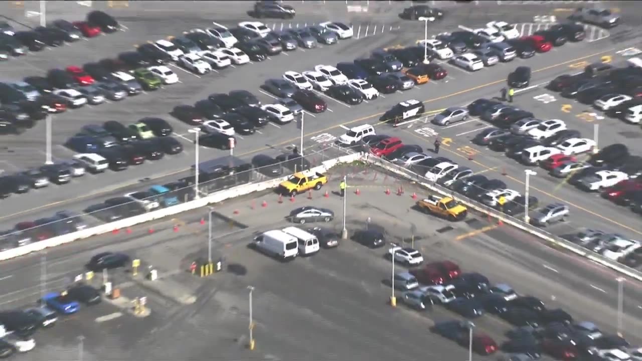 The tire from the Boeing plane landed in an airport parking lot damaging cars