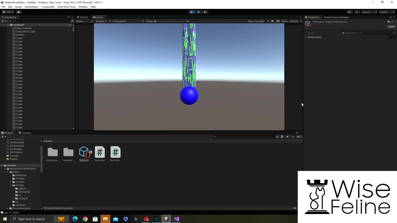 Wise Feline unity tutorial How to make the simplest action and consideration