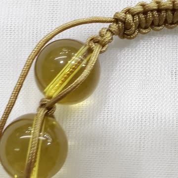 Handmade Braided Unique 5”~10” Adjustable Bracelet with Citrine, Tibetan Beads