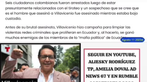 FERNANDO VILLAVICENCIO PORQUE LO MATARON CANDIDATO PRESIDENCIAL ECUATORIANO