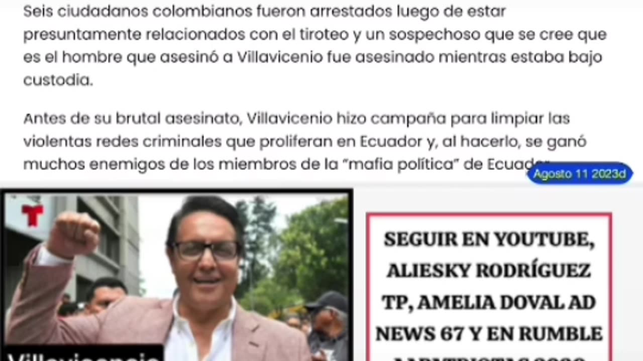 FERNANDO VILLAVICENCIO PORQUE LO MATARON CANDIDATO PRESIDENCIAL ECUATORIANO