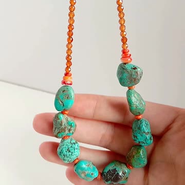 Turquoise orange spiny oyster faceted Amazonite Green Ghost phantom quartz white mop jewelry 04
