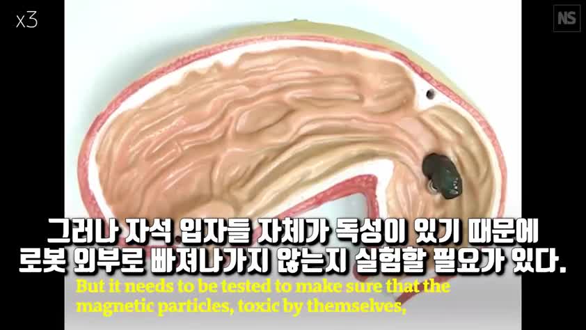 외부 자기장으로 조종되는 블랙구 로봇
