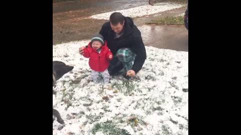 Fun moments for the babies in the snow