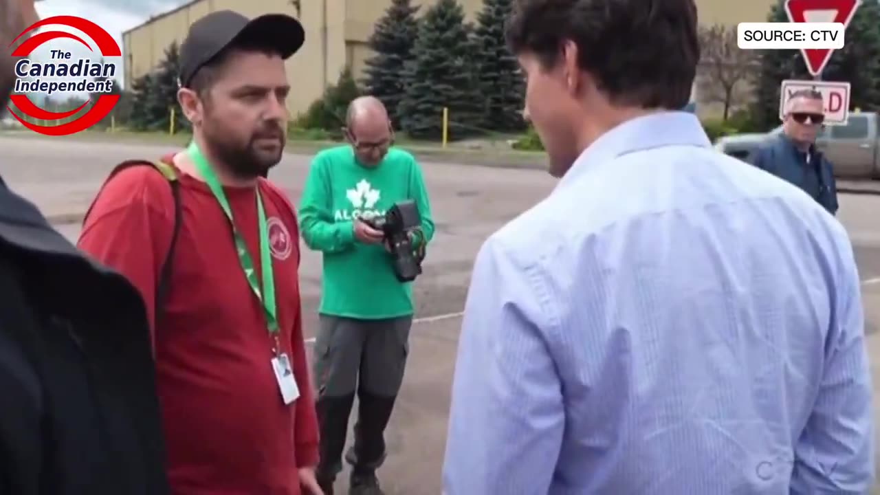 steelworker confronts Trudeau 40% in taxes