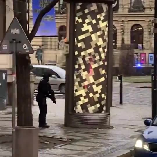 Students at a Prague university were filmed hiding during a mass shooting