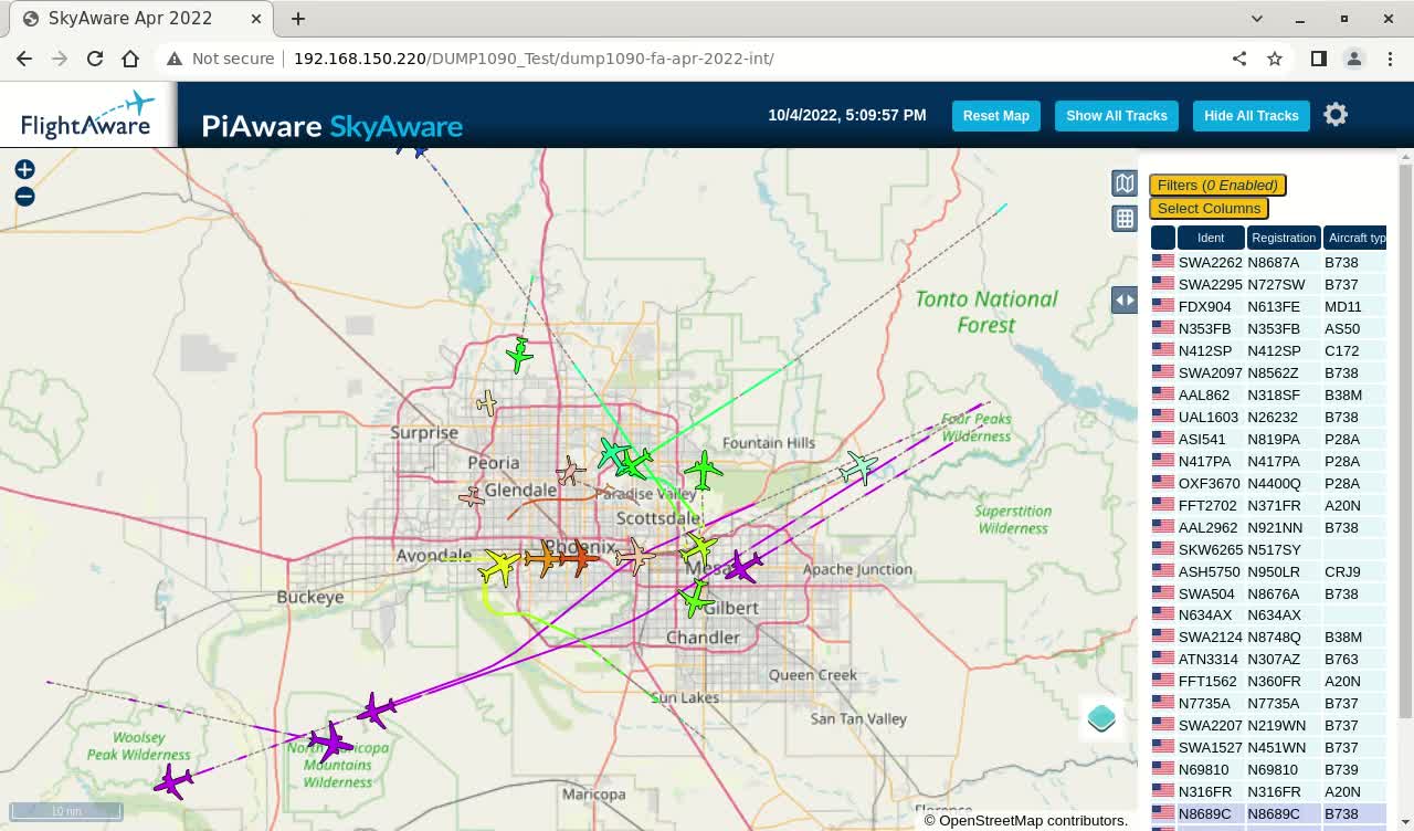 October 4th 2022 time lapse piaware skyaware