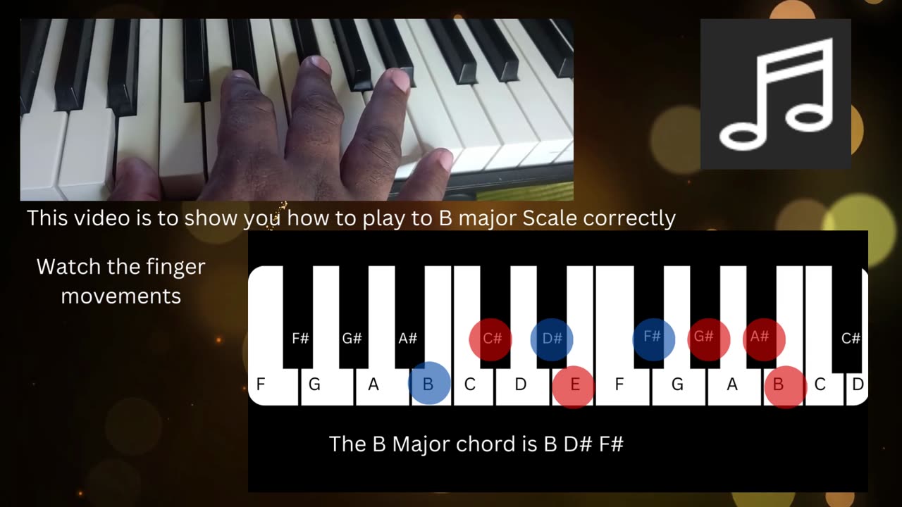 Keyboard lesson B major Scale & arpeggio