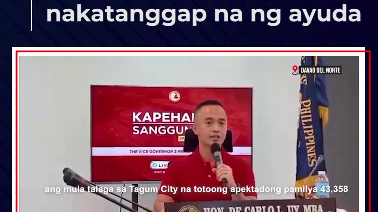 Mahigit 21,000 pamilya na apektado ng pagbaha sa Davao Del Norte, nakatanggap na ng ayuda