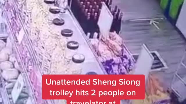 Unattended Sheng Siong trolley hits 2 people on travelator at Canberra outlet