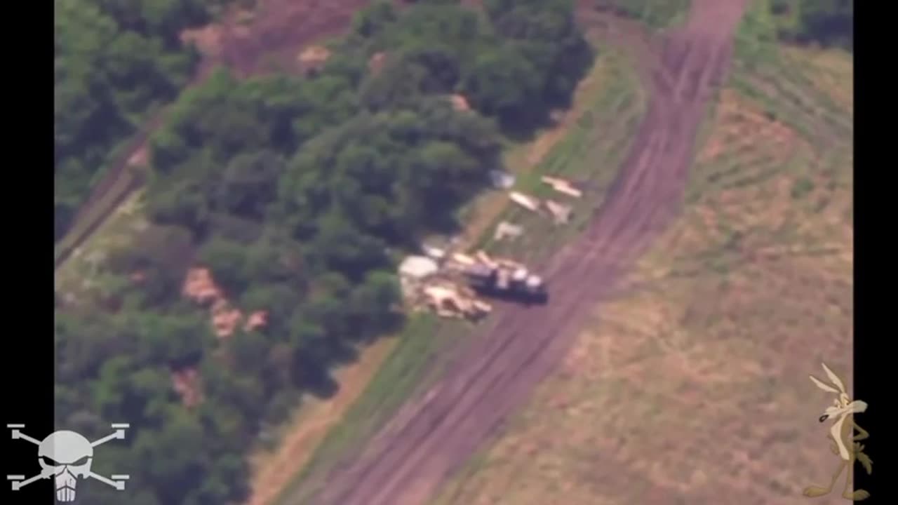 Russians Unloading Supply Truck Attacked by Drones