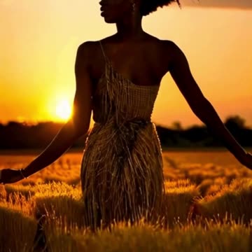 African girl in fields of gold