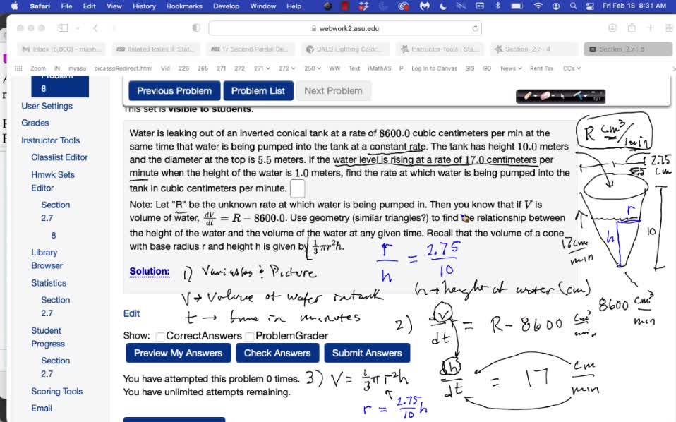 MAT 265 Fri Feb 18: Related Rates, Linearization, Differentials