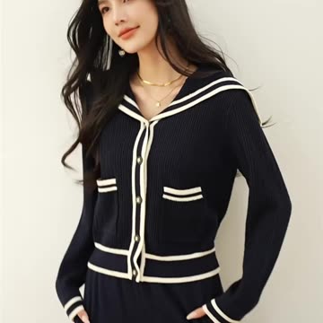 Autumn Winter Fashion Color Blocking Cardigan