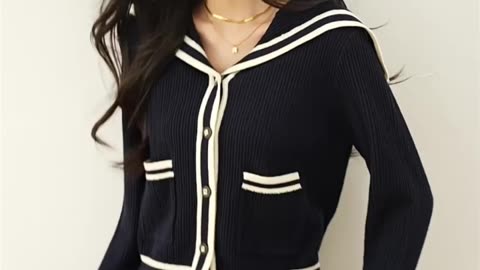 Autumn Winter Fashion Color Blocking Cardigan