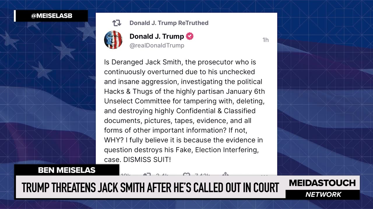 Trump THREATENS Jack Smith After He’s Called Out in Court for THREATENING Messages