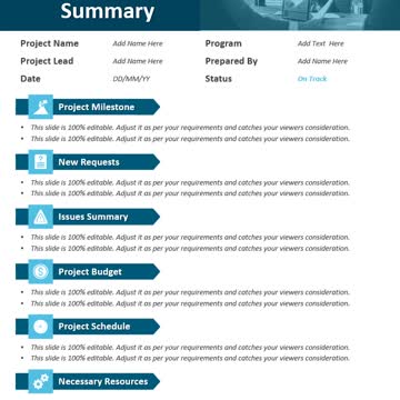 One Page Project Summary PowerPoint Template