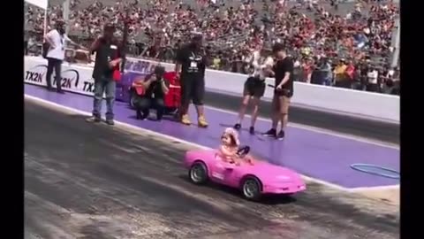 Little girl put on a show with her car