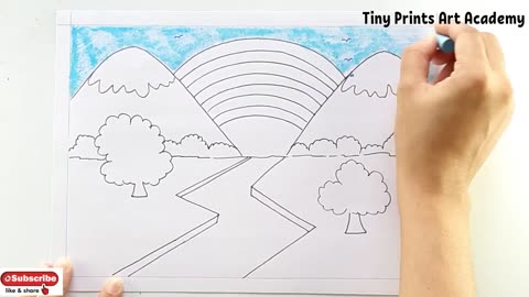 Draw Easy Rainbow Scenery/Drawing Easy Scenery with Rainbow