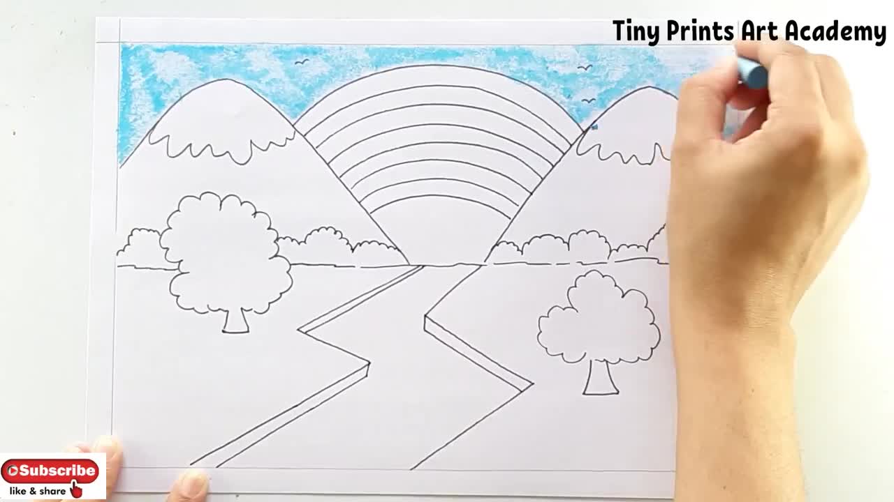 Draw Easy Rainbow Scenery/Drawing Easy Scenery with Rainbow