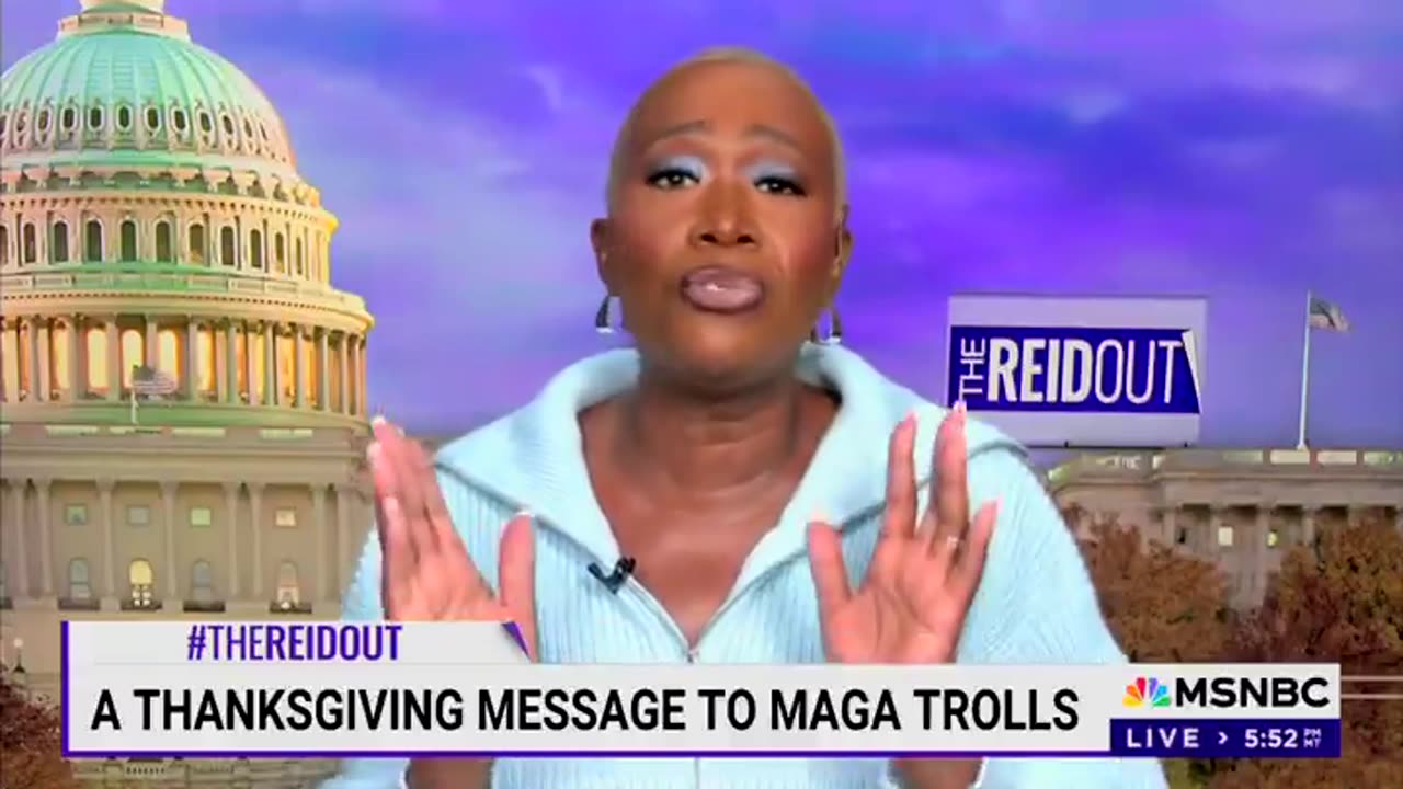 Rcist Joy Reid is yet again on TV calling on her shrinking audience to ban Trump voting relatives