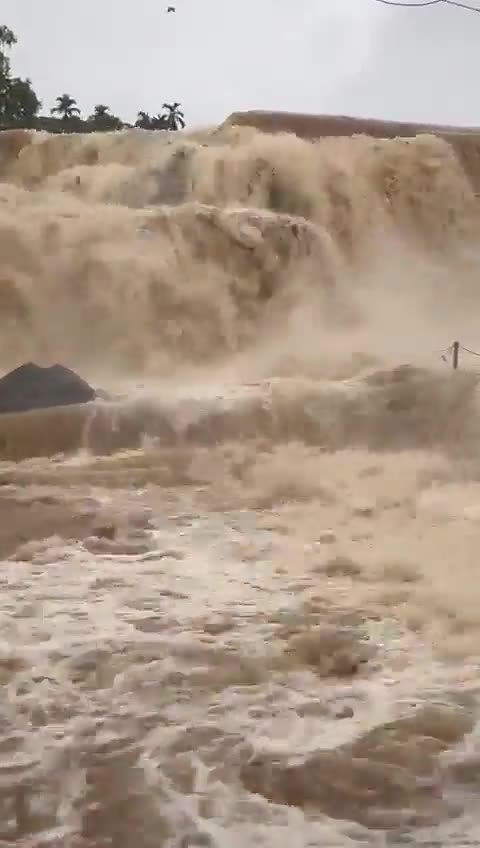 Massive waterfall due heavy rains in the Thiruparappu of Tamil Nadu, India Oct 17