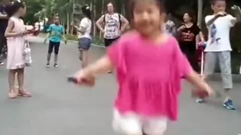 Cute girl playing and dance