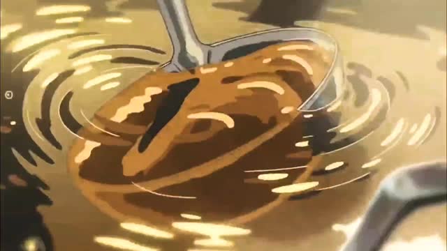 Aesthetic anime cooking ramen with sound effects