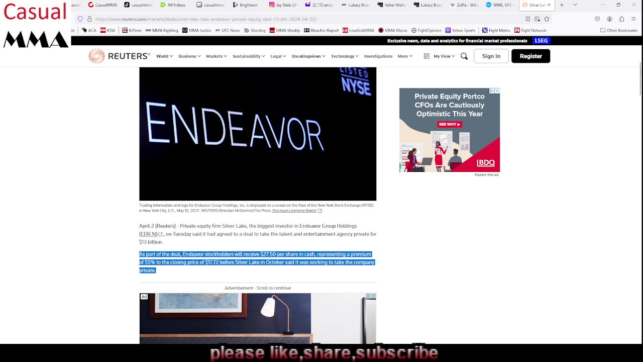 UFC bought, sold, public, private