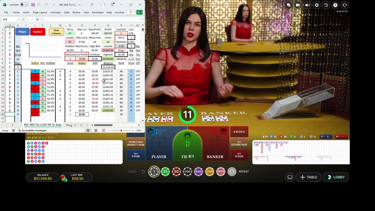 Live Baccarat - 81 units in 63 minutes with a new money management system