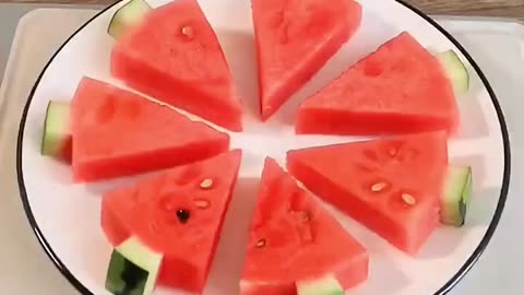 The watermelon is arranged correctly