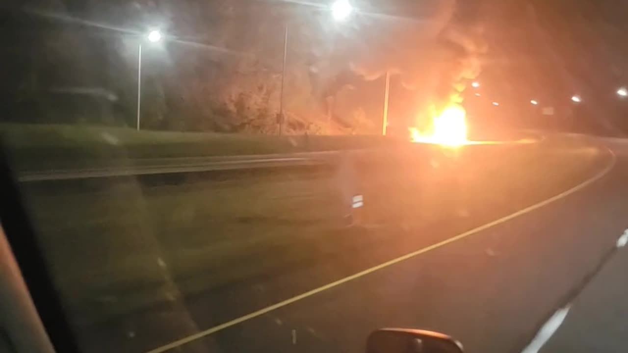 Very large truck fire! (With mini explosion)