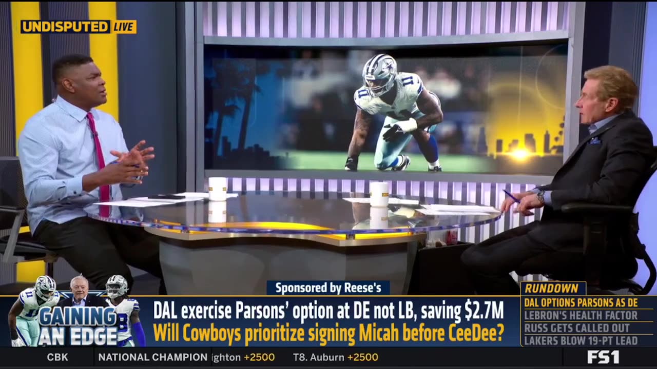 UNDISPUTED Skip Bayless reacts to Cowboys exercise Micah Parsons option at DE not LB, saving $2.7M