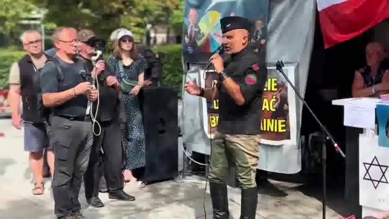 Protest antywojenny Al. Ujazdowskie Ambasada USraela Wojciech Olszański, prod. Marcin Osadowski